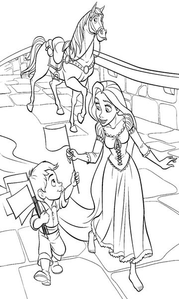 kolorowanka Zaplątani do wydruku malowanka coloring page Tangled Roszpunka i Maksimus nr 40